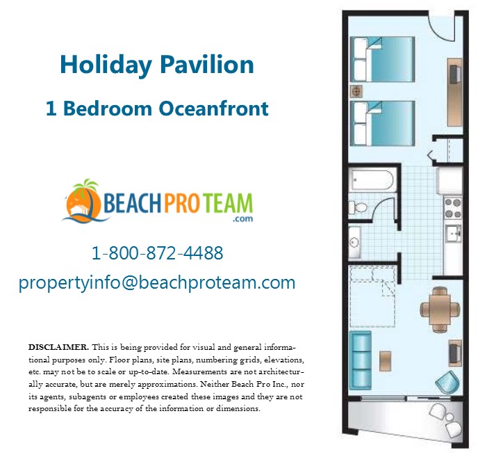 Holiday Pavilion Floor Plan 2 - 1 Bedroom Oceanfront
